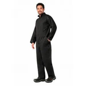 Overol Enterizo Hombre Dril Secillo Negro Multicierre