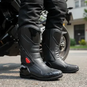 Botas De Caucho Para Motociclista Color Negro Ref Racing