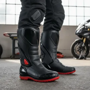 Botas De Caucho Para Motociclista Color Rojo Ref Racing