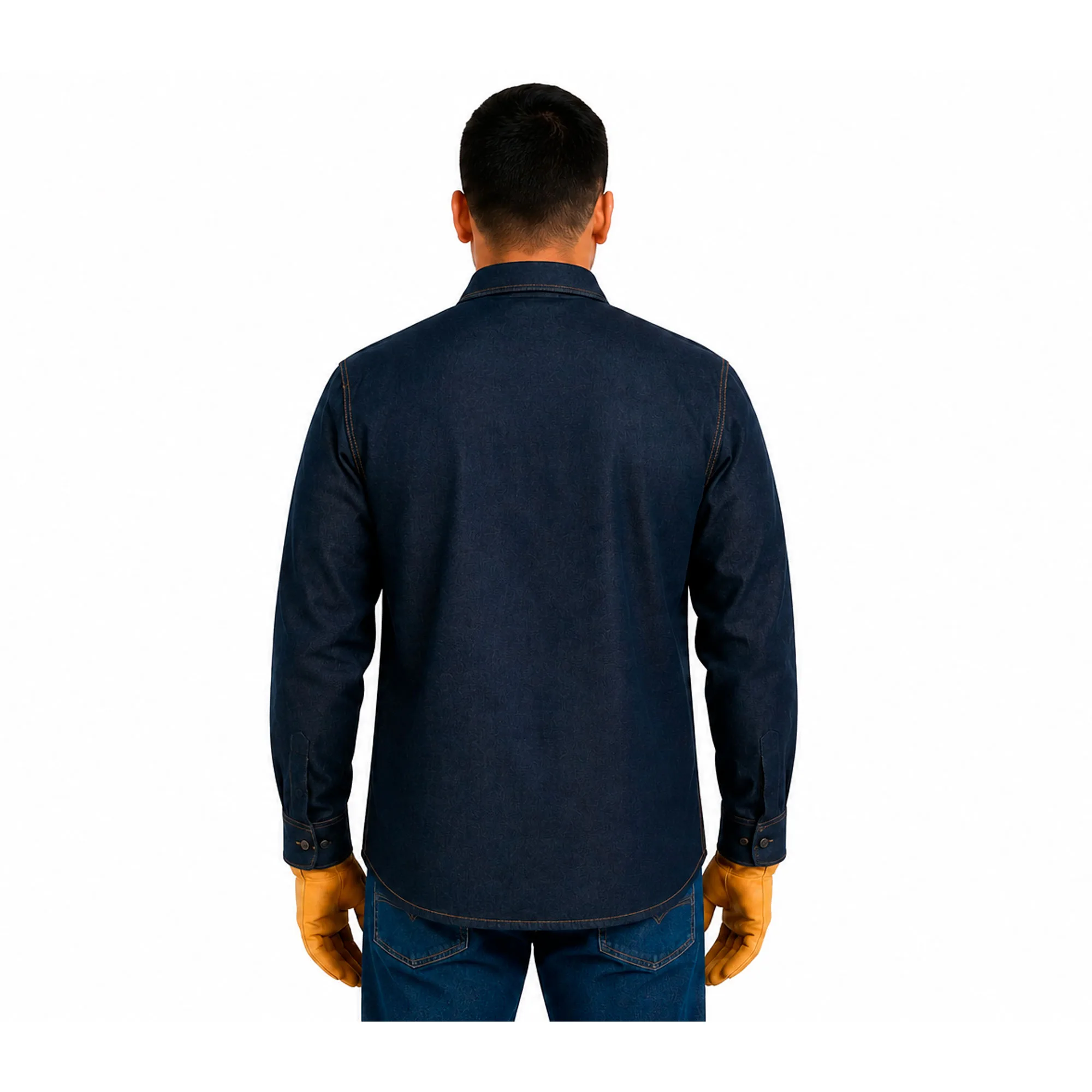 Camisa En Jean Azul Oscuro Tipo Soldador 14 Oz Manga Larga - Imagen 2