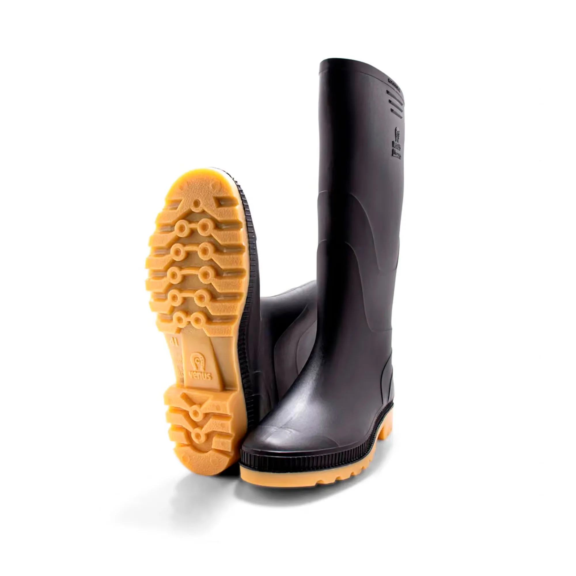 Botas De Caucho Venus Llanera Clásica Negra Caña Alta - Imagen 4